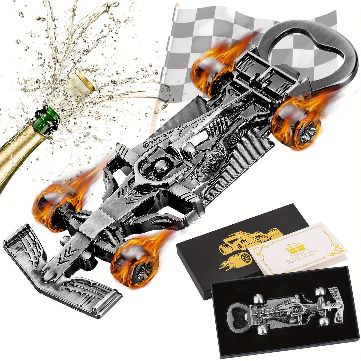 Décapsuleur Voiture de Course Cadeau Homme - Ouvre-Bouteille Racing avec Boîte Cadeau