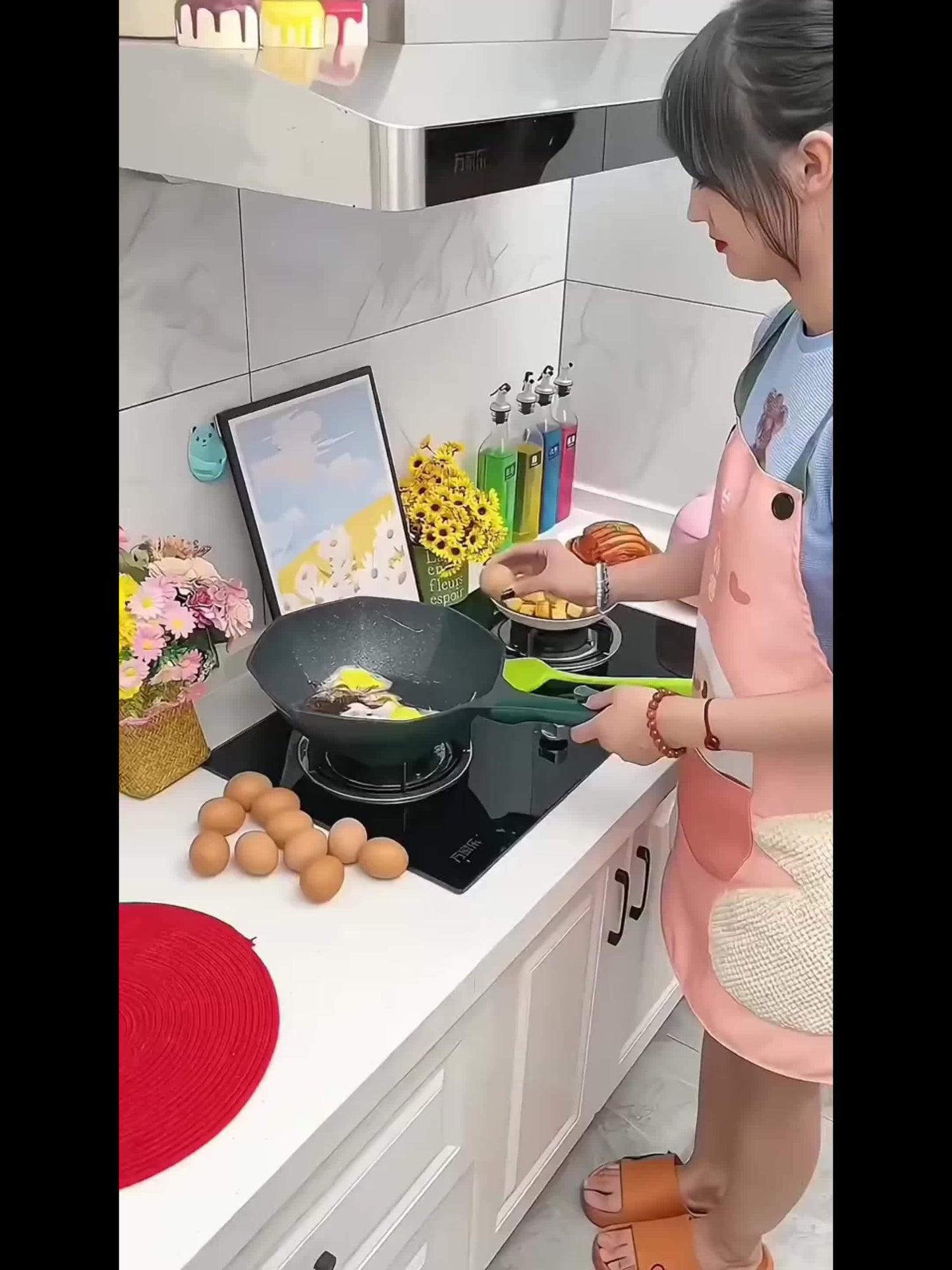 Poêle Antiadhésive 4 Trous Pierre Maifan - Cuisson Simultanée Œufs Pancakes