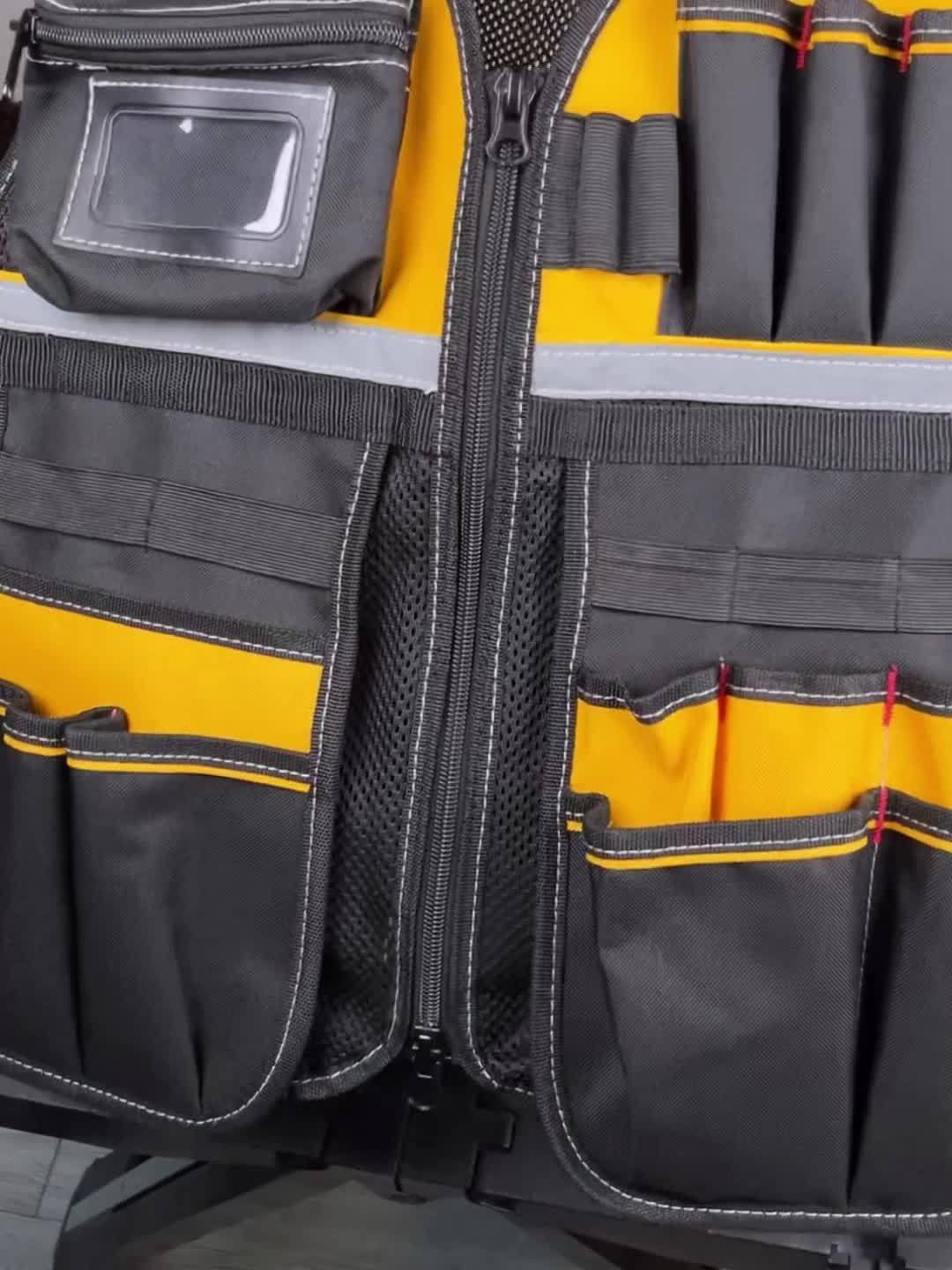 Gilet Travail Haute Visibilité Réfléchissant - Poches Outils Électricien Sécurité