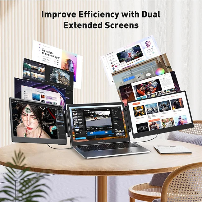 Écran Extender S3 14" Laptop FHD 1080P IPS - Moniteur Portable Triple 13-17" Rotation 180°
