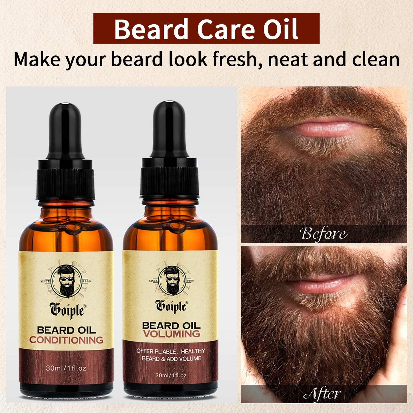 Kit 2 Premium Beard Oils - Volumizing & Revitalizing for Men