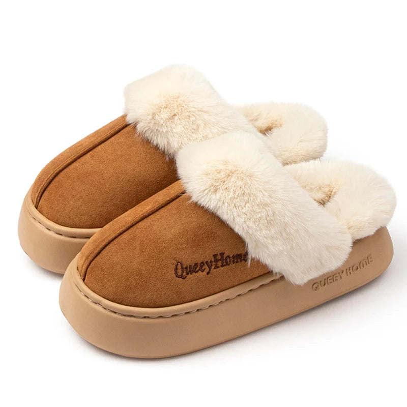 Pantoufles Femme Hiver Fourrure - Chaussons Chauds Confort Intérieur Sans Lacet