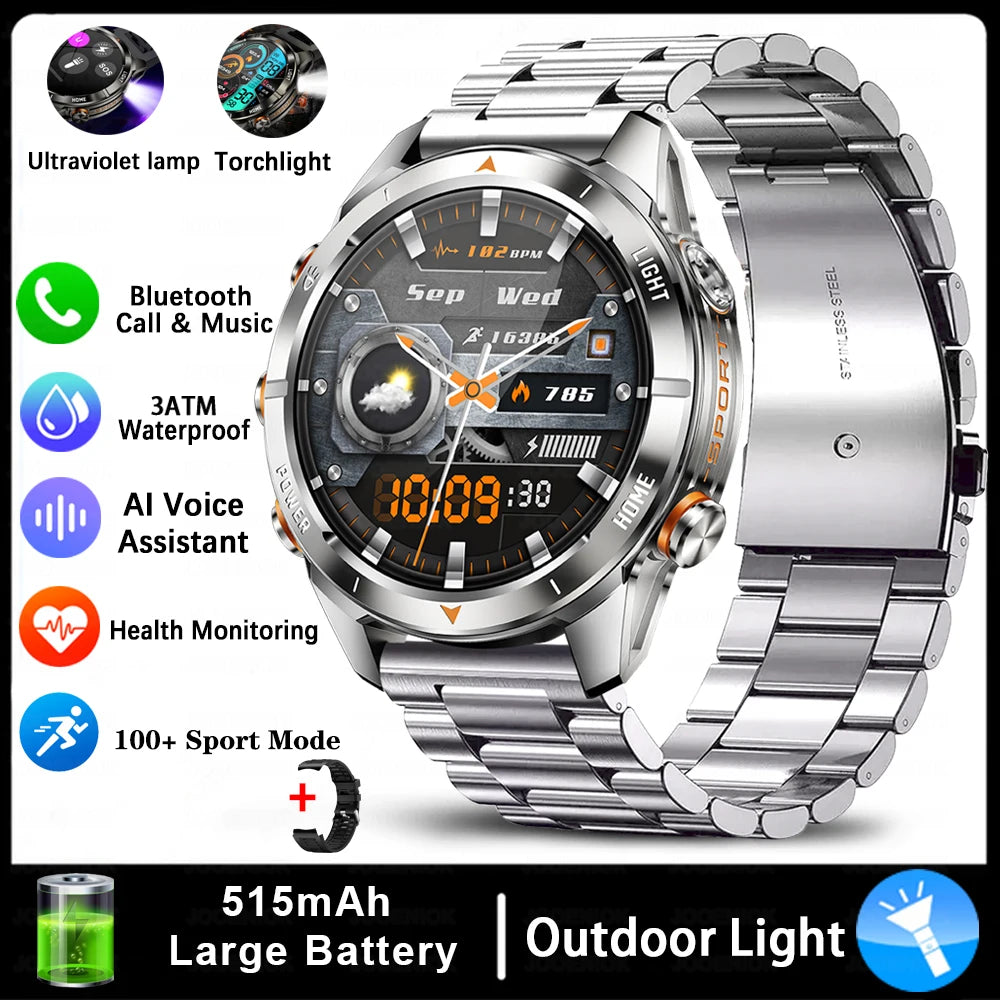 Montre Intelligente Militaire 10ATM - AMOLED 1.46" LED 515mAh Appel BT
