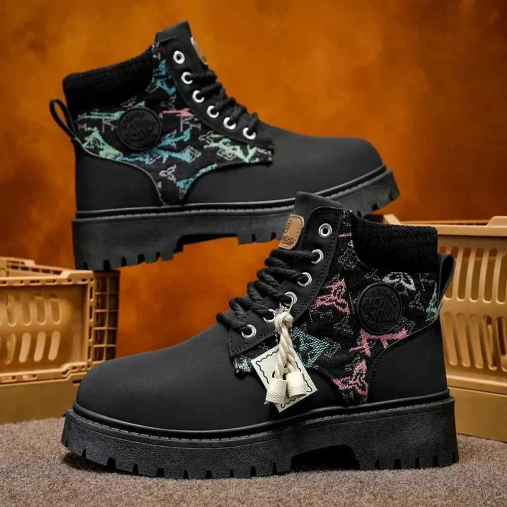 2025 printemps automne hommes bottes haut Style britannique décontracté chaussures pour hommes en plein air antidérapant résistant à l'usure botte courte Botas Hombre