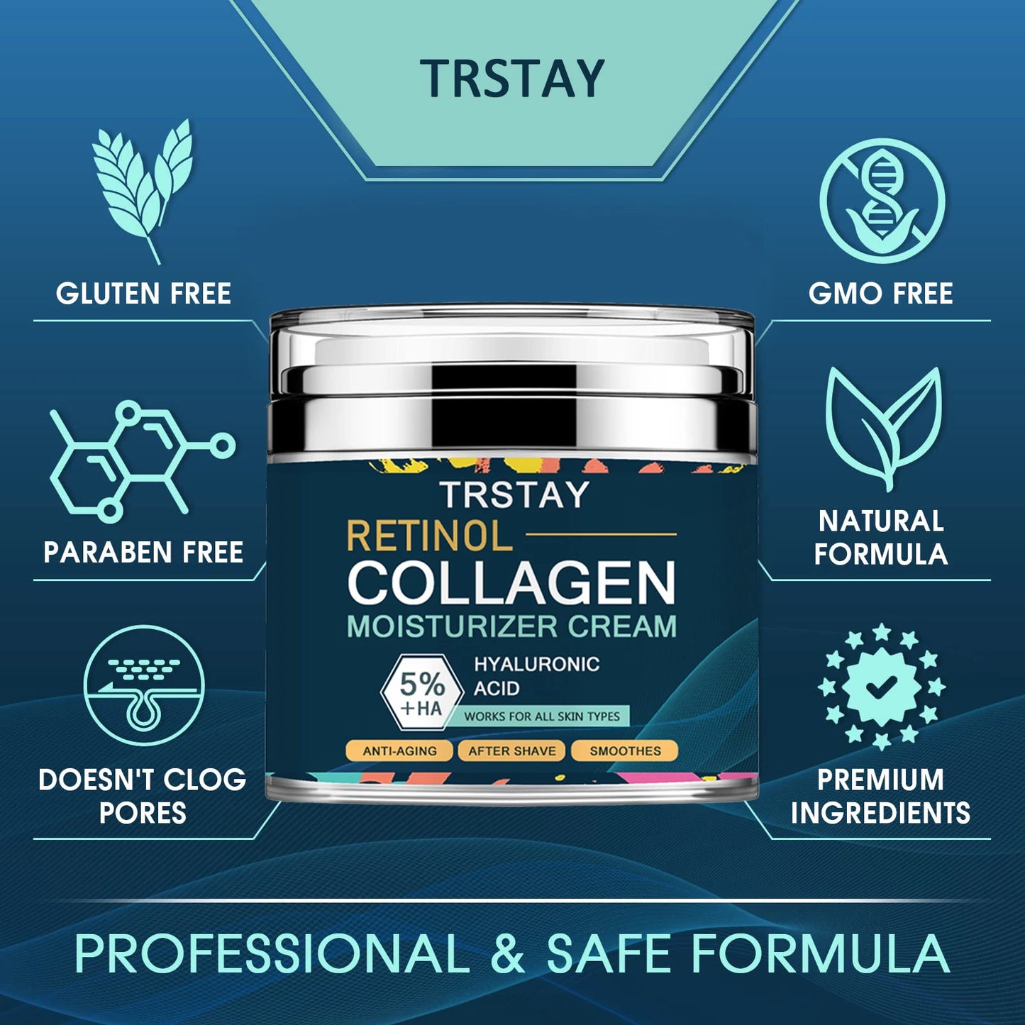 Men's Face Cream Collagen + Hyaluronic Acid - Day & Night 50ml