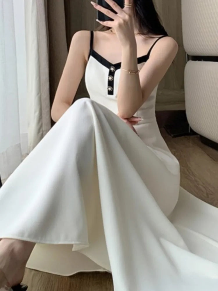 Ensemble 2 Pièces Femme - Manteau Court Robe Camisole Midi Ligne A Printemps Coréen