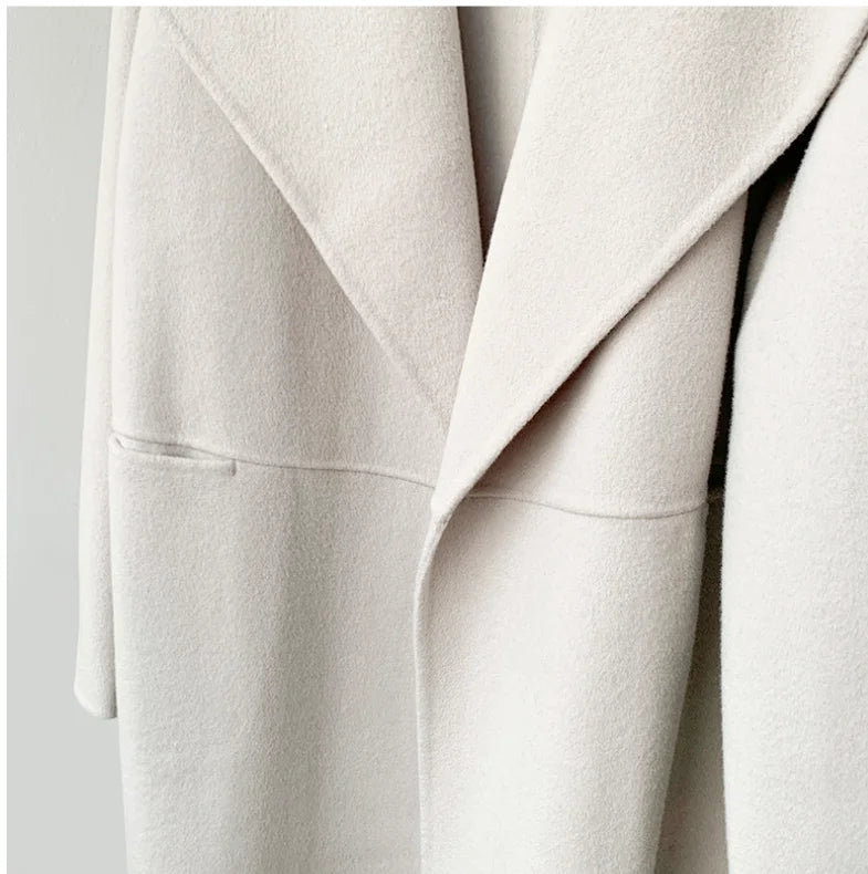 Manteau Long Laine Cachemire 90/10 Femme - Double Face Chaud Épais Hiver