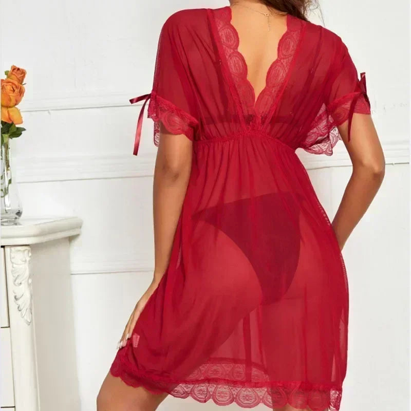 Nuisette Dentelle Grande Taille - Chemise Nuit Sexy V Profond Lingerie Été