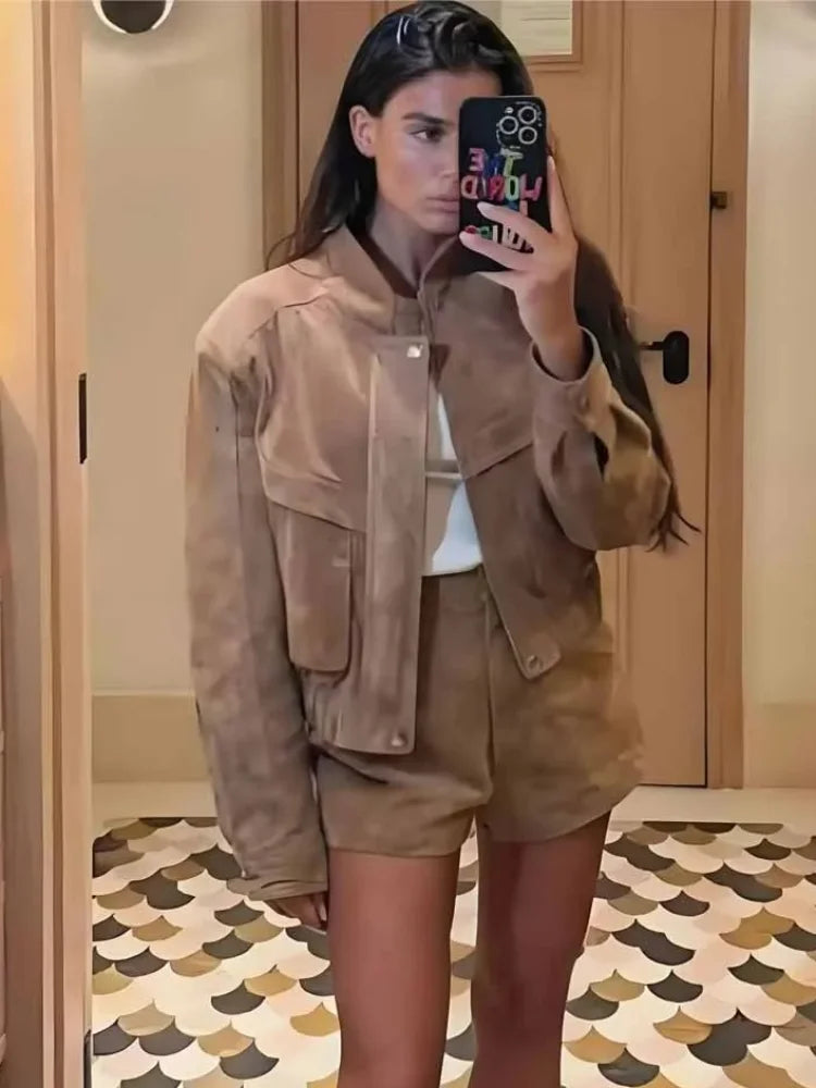 Veste Femme Rétro Automne Printemps - Coupe Ample Multi-Poches Tendance