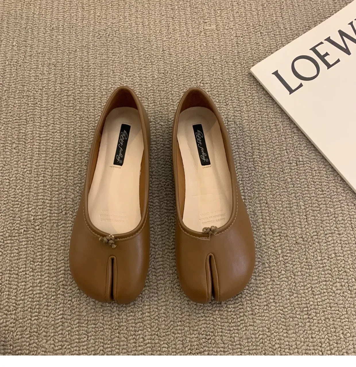 Chaussures Tabi Style Japonais Cuir - Mocassins Fendus Mary Jane Ballerine