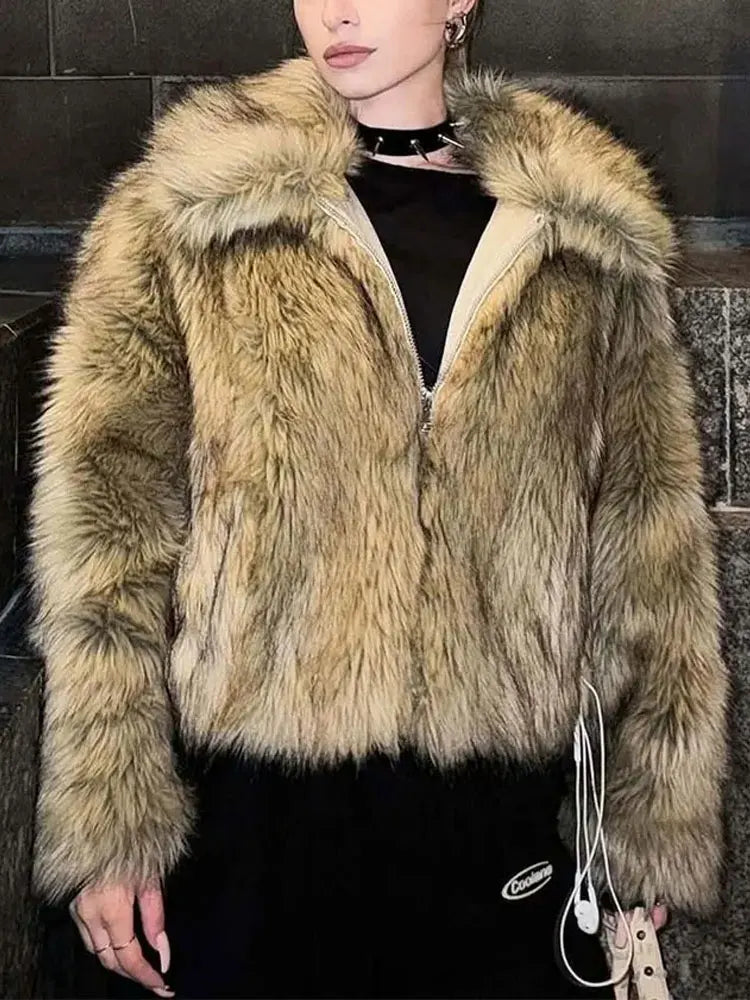 Veste Fausse Fourrure Femme Vintage 2025 - Manteau Hiver Streetwear