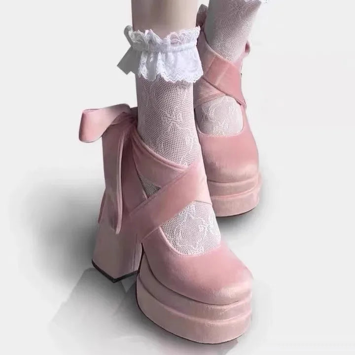 Chaussures Mary Jane Plateforme Femme - Talons Épais Sangle Croisée Luxe