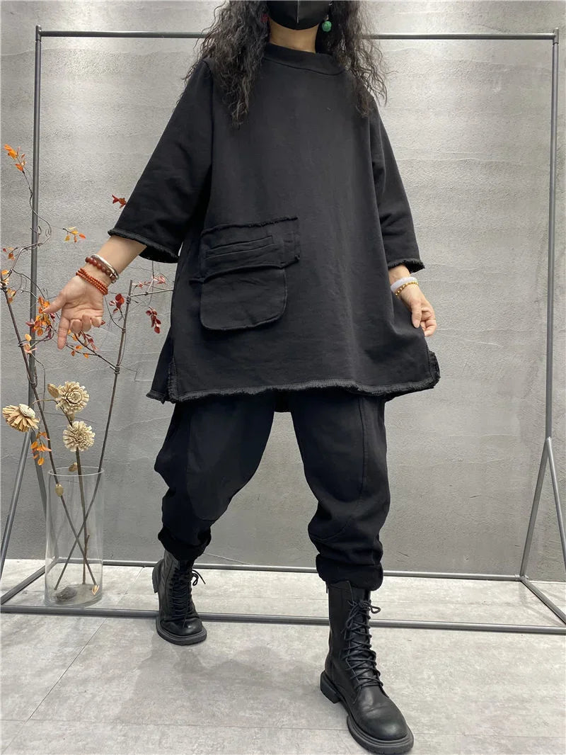 Top Femme Rétro Grande Taille - Manches Longues Automne