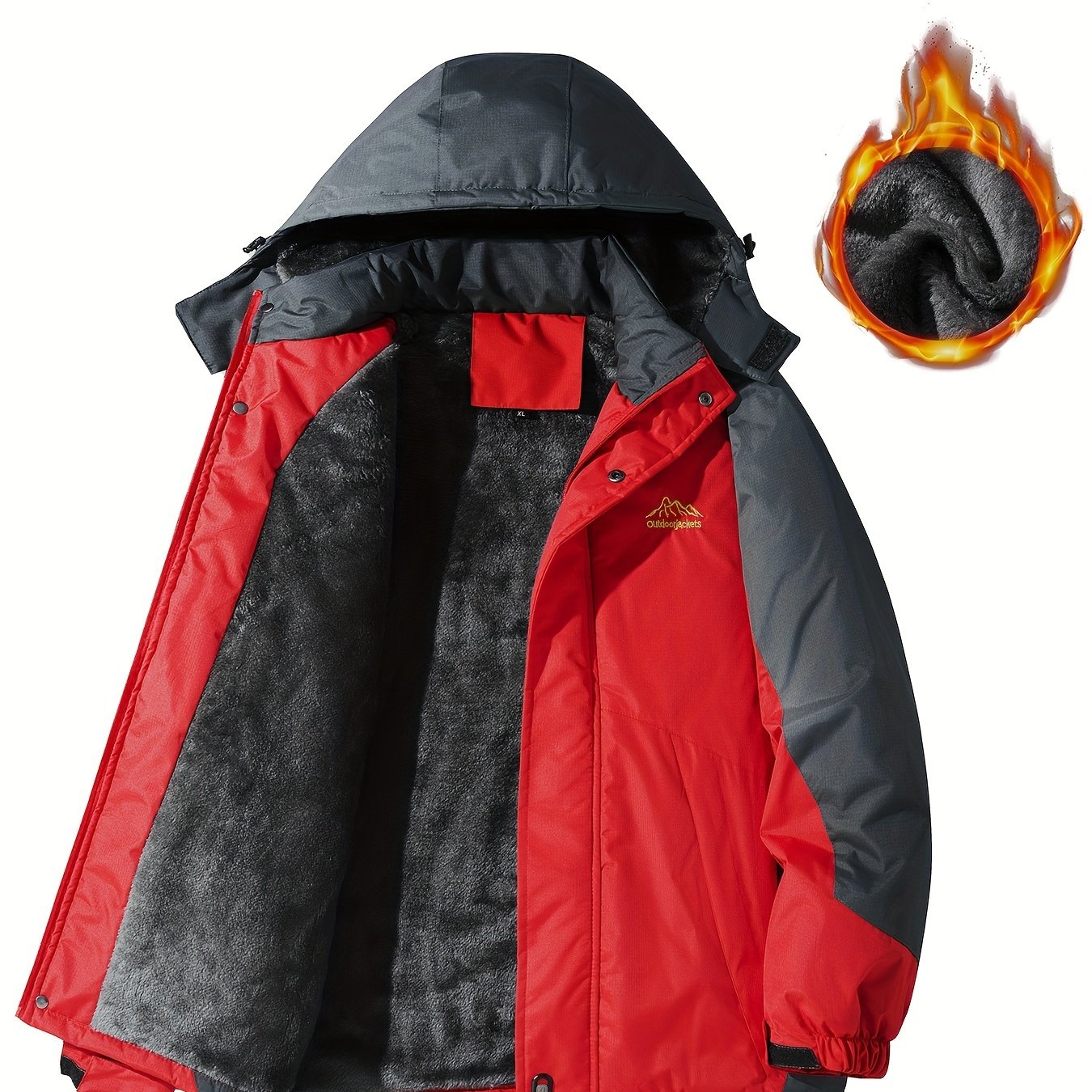 Veste Homme Capuche Blocs Couleur - Coupe-Vent Polaire Automne Hiver Épaisse