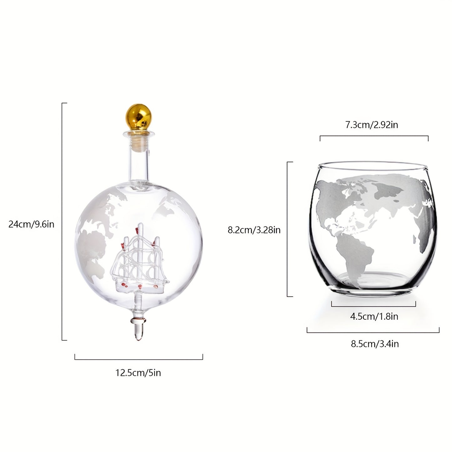 Carafe Whiskey Globe 850ml + 2 Verres - Coffret Cadeau Homme Décoration