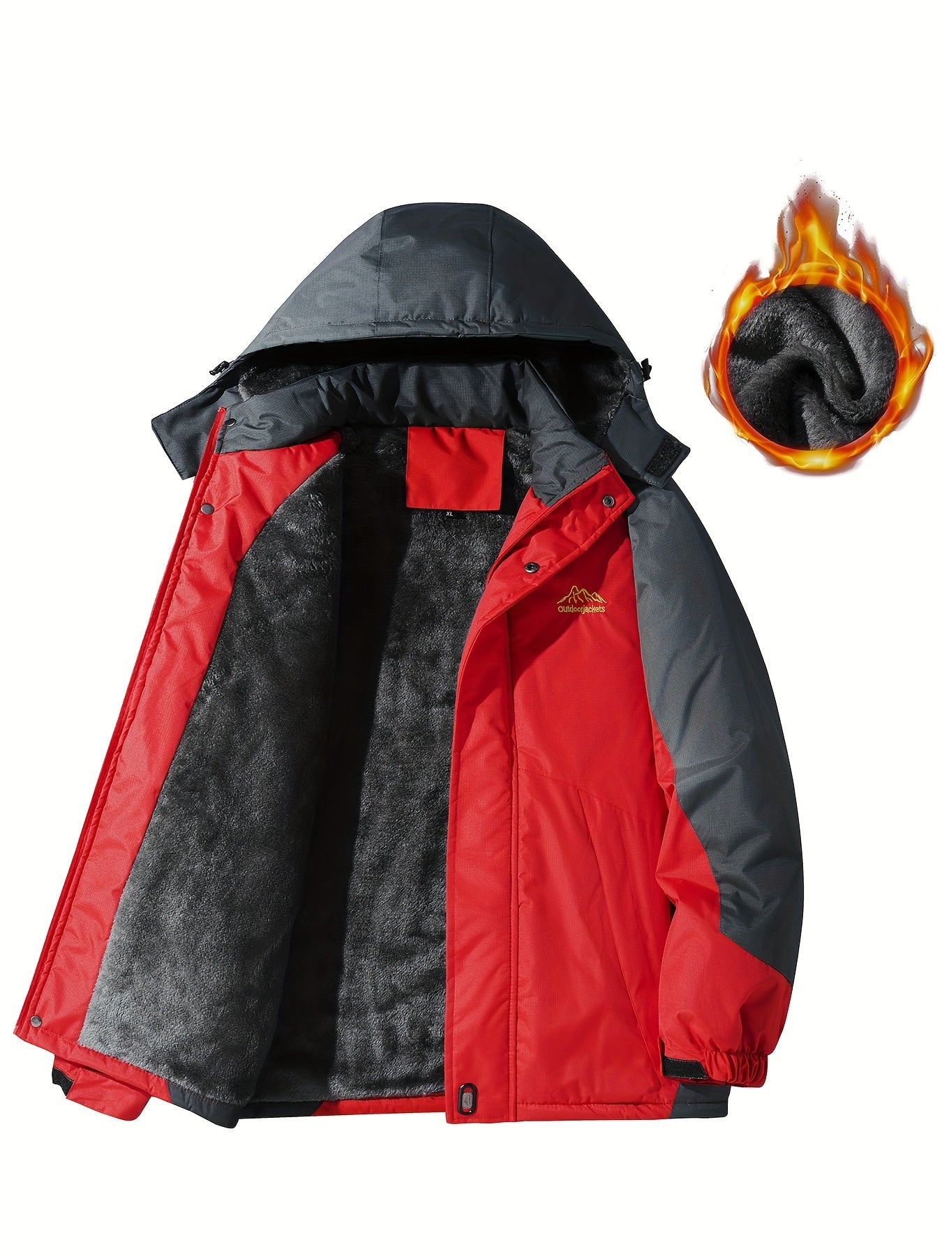 Veste Homme Capuche Blocs Couleur - Coupe-Vent Polaire Automne Hiver Épaisse