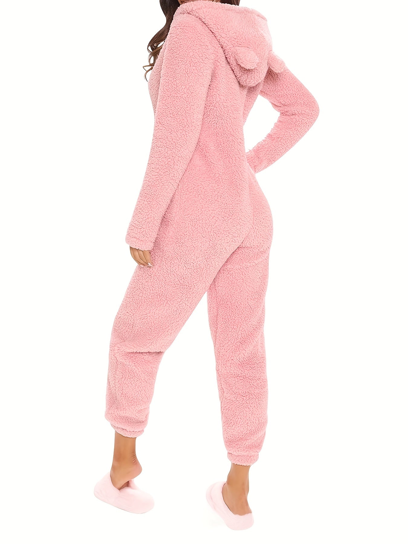 Combinaison Pyjama Peluche Capuche Femme - Fermeture Éclair Manches Longues Festival
