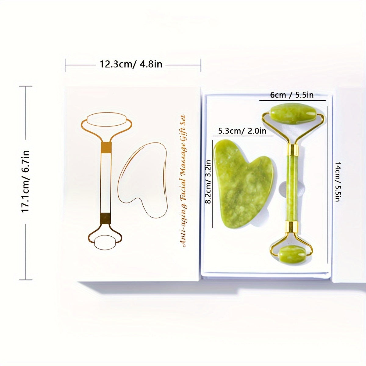 Rouleau Massage Visage Jade Rose - Roller Beauté Yeux Anti-Âge