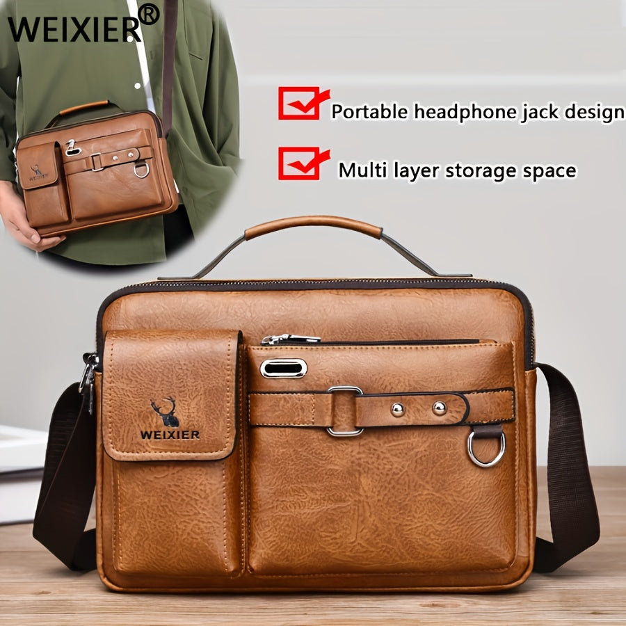 Sac Bandoulière Homme Affaires WEIXIER - Bretelle Ajustable Multi-Compartiments Doré