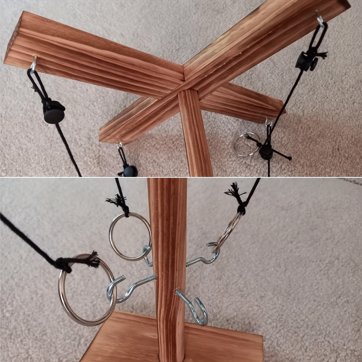 Jeu Lancer Anneaux Bois Adultes - Jeu Société Crochet Échelle Multijoueur