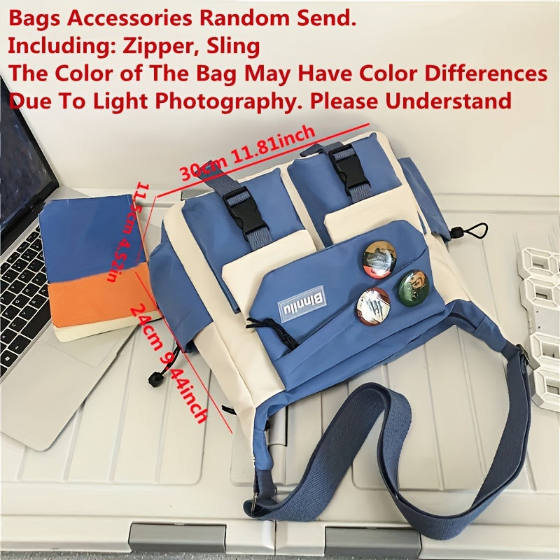 Sac Messager Nylon Homme Grande Capacité - Bandoulière Durable Étudiant Travail