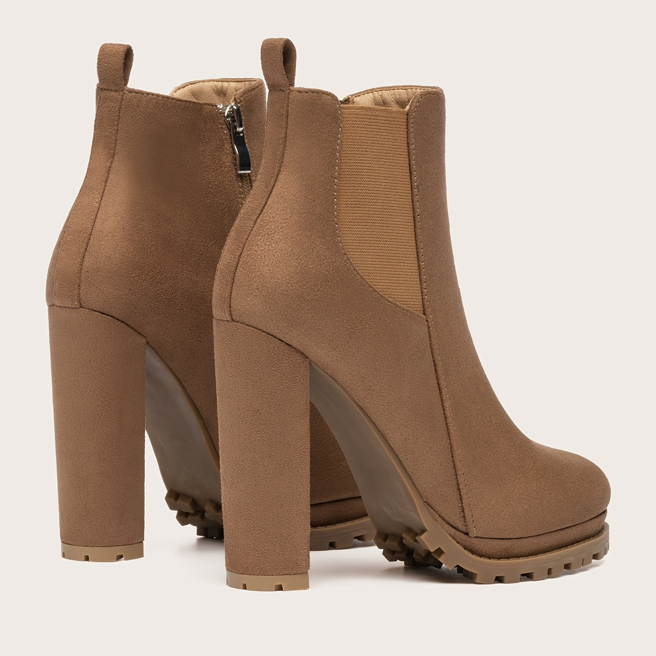 Bottines Bout Rond Fermeture Éclair - Talon Bloc Plateforme Hiver Femme