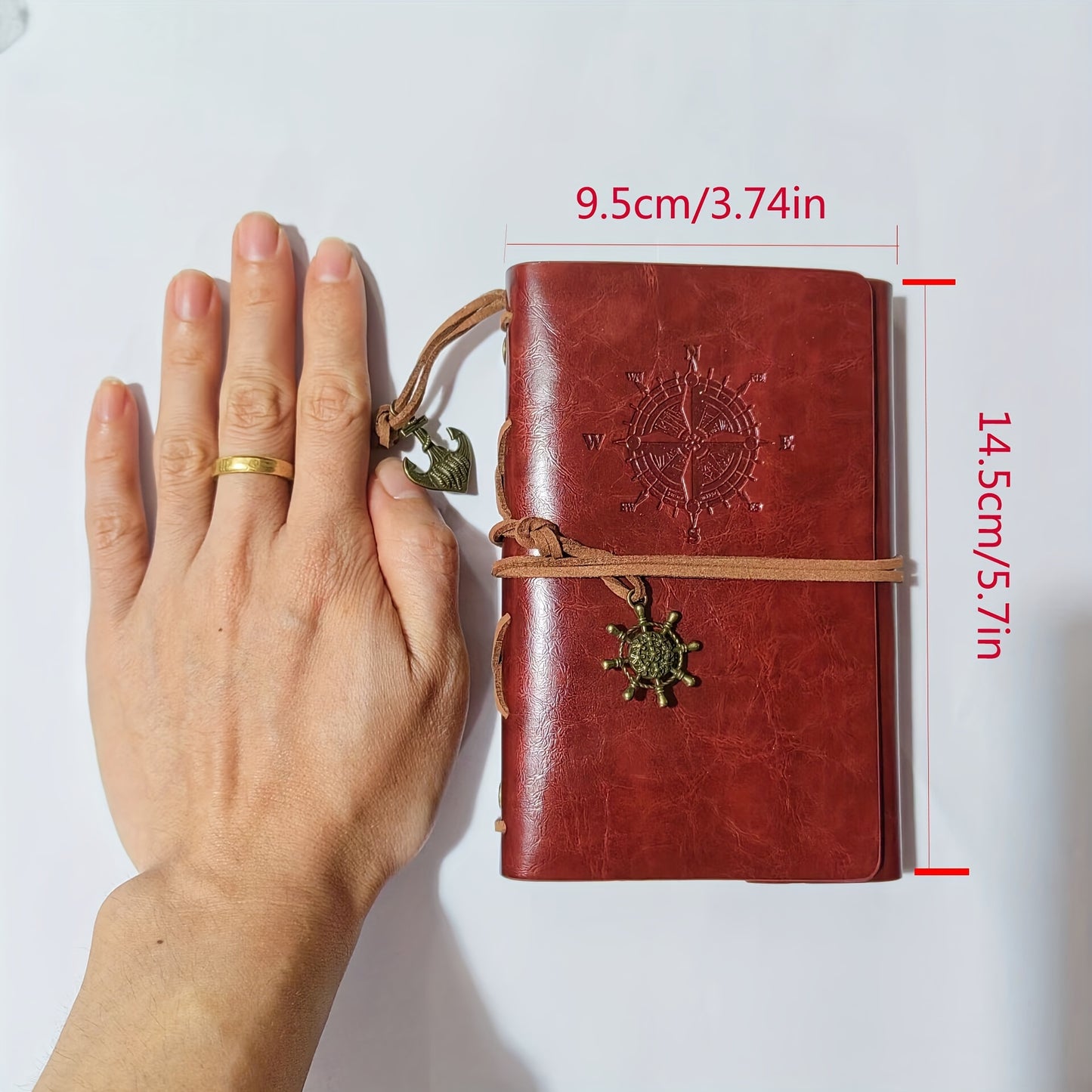 Journal Vintage Thème Pirate - Reliure Spirale Cuir Synthétique avec Boussole