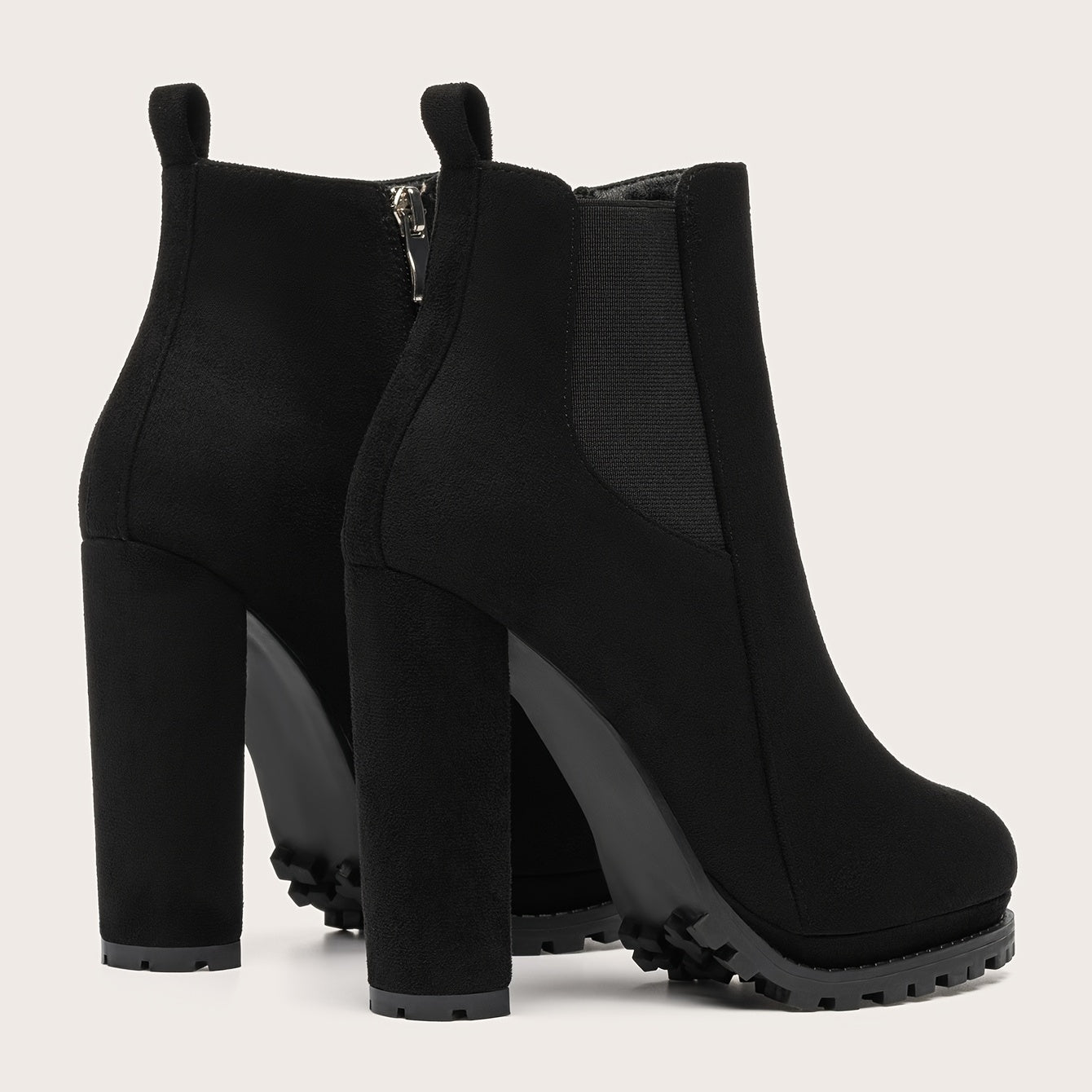 Bottines Bout Rond Fermeture Éclair - Talon Bloc Plateforme Hiver Femme