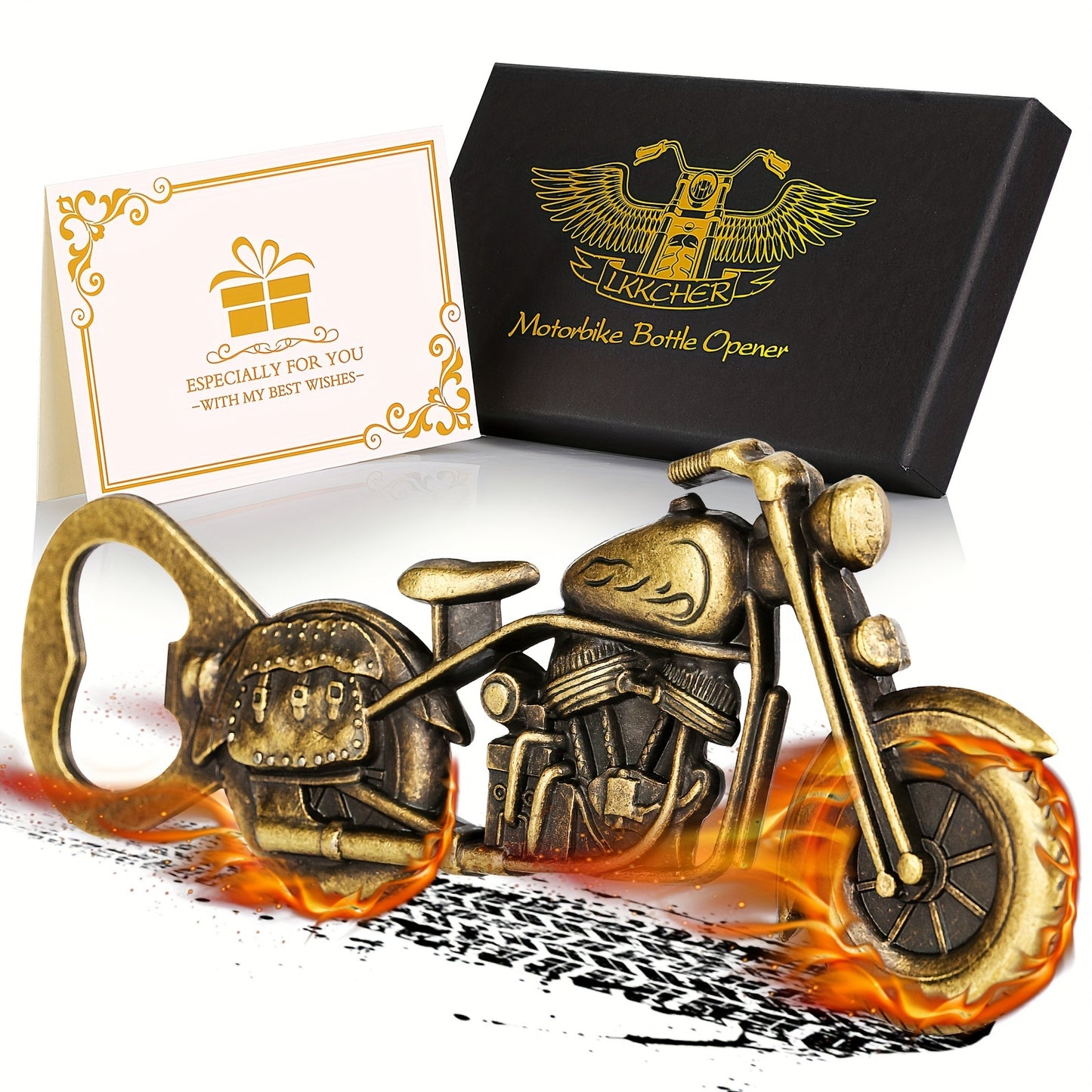 Décapsuleur Moto Cadeau Homme - Ouvre-Bouteille Biker avec Boîte Cadeau