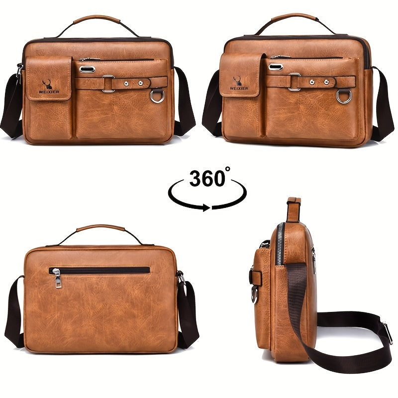 Sac Bandoulière Homme Affaires WEIXIER - Bretelle Ajustable Multi-Compartiments Doré