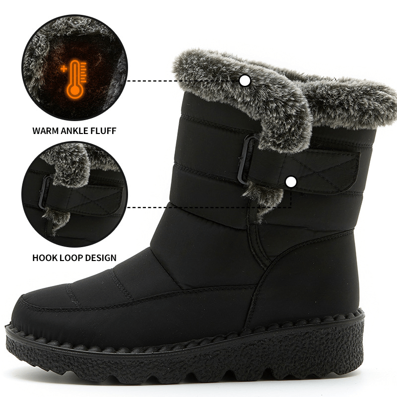 Bottes Neige Hiver Femme - Fausse Fourrure Peluche Plateforme Chaudes Bottines