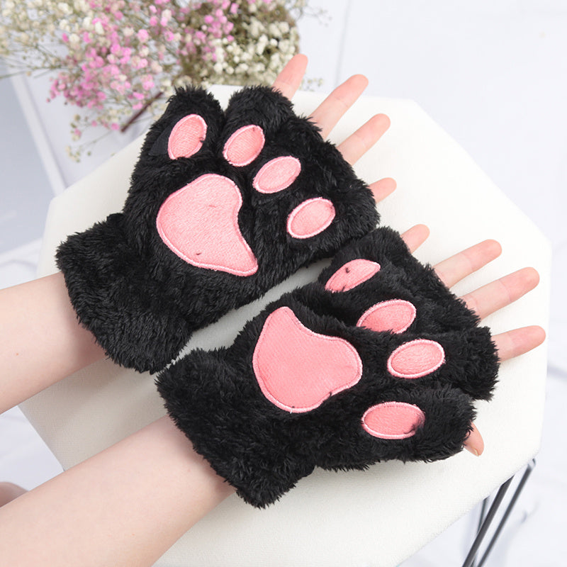 Gants Patte de Chat Kawaii Peluche - Mitaines Chaudes Hiver Femme