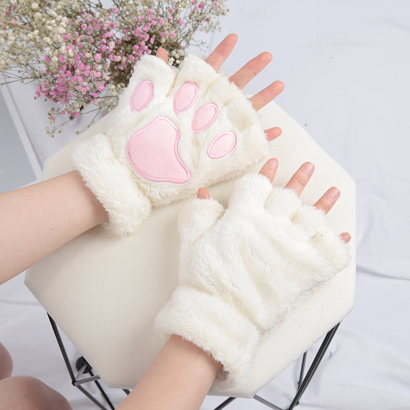 Gants Patte de Chat Kawaii Peluche - Mitaines Chaudes Hiver Femme