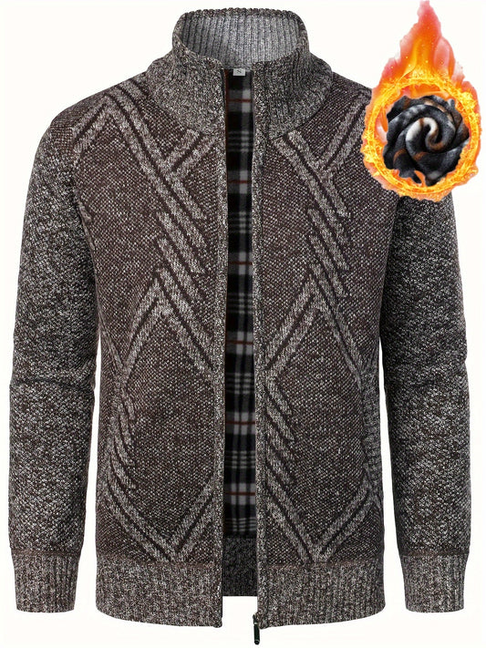 Cardigan Homme Zippé Casual - Pull Thermique Tricot Coupe Régulière