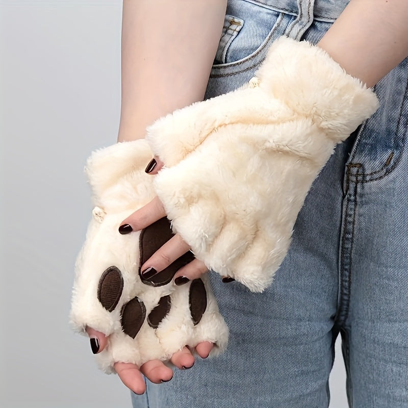 Gants Patte de Chat Kawaii Peluche - Mitaines Chaudes Hiver Femme