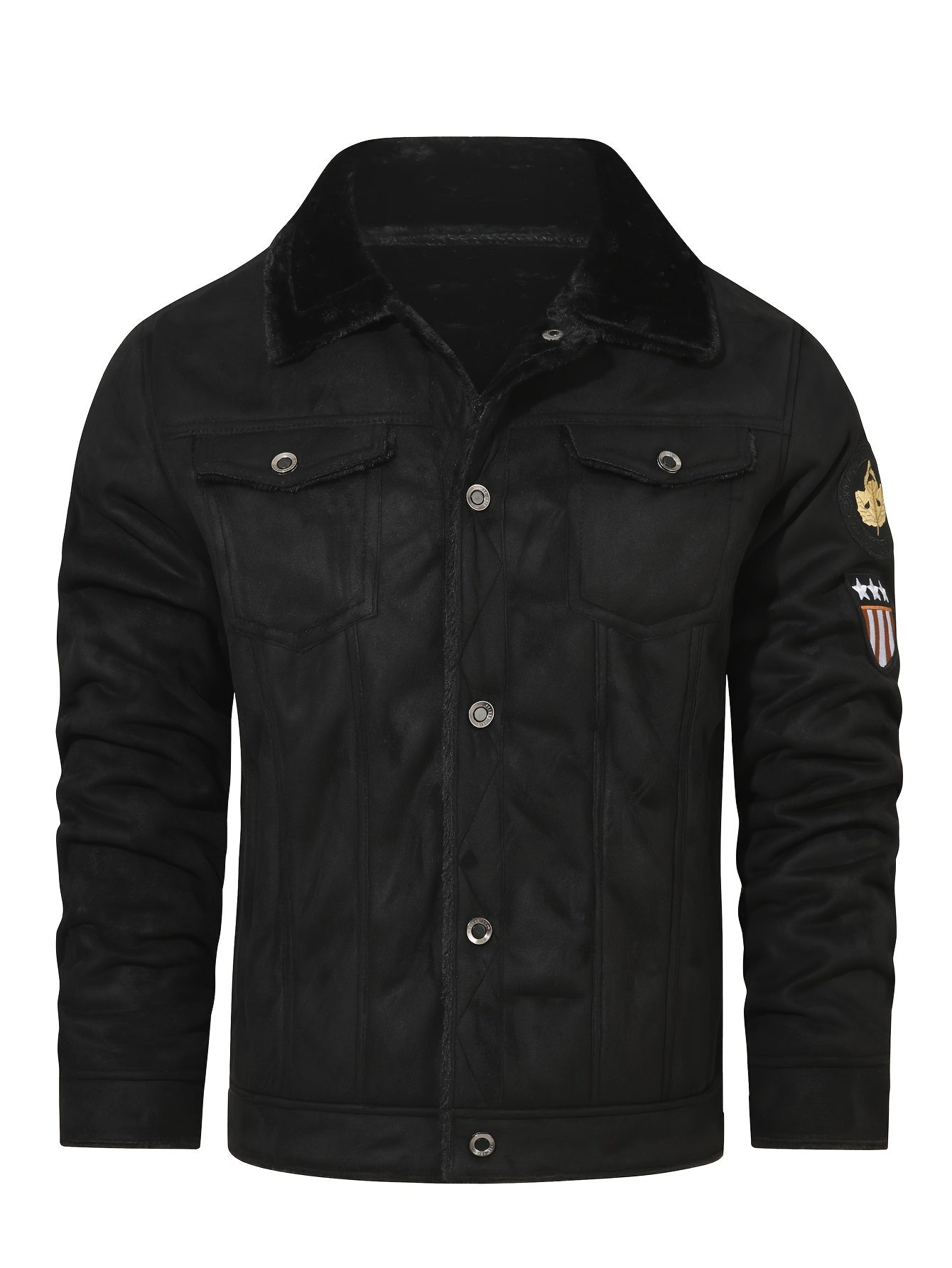 Veste Homme Polyester Casual - Doublure Fausse Fourrure Poches Automne Hiver
