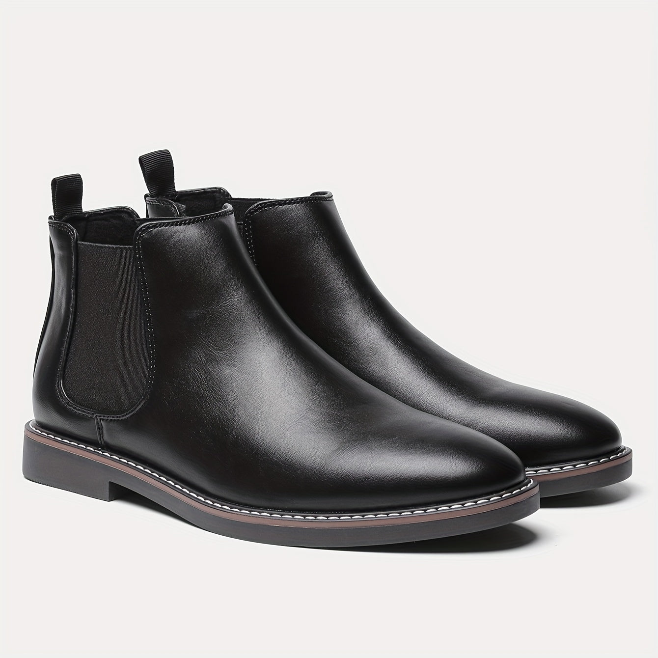 Bottes Chelsea Homme Noir Brillant - Élastique Semelle Antidérapante Bureau Casual