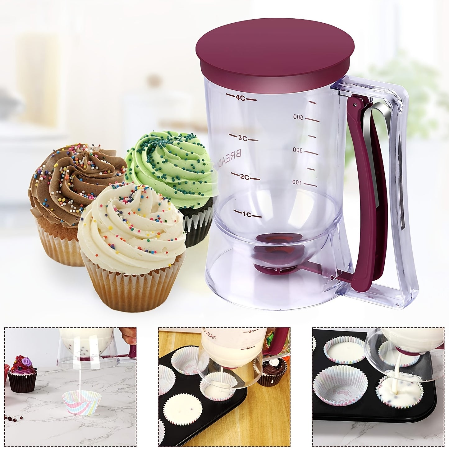 Distributeur Pâte Pliable Cuisine - Pancakes Cupcakes Gaufres Muffins