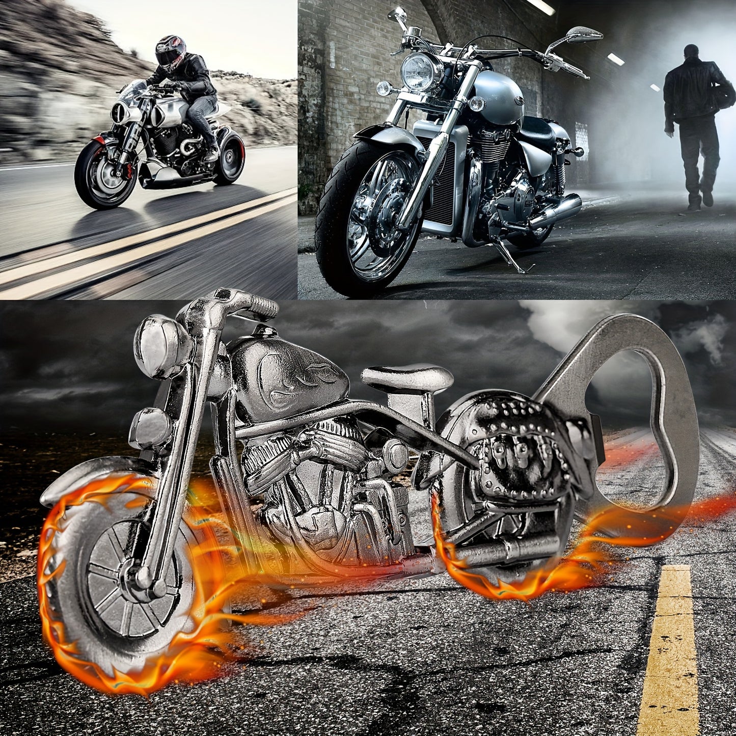 Décapsuleur Moto Cadeau Homme - Ouvre-Bouteille Biker avec Boîte Cadeau