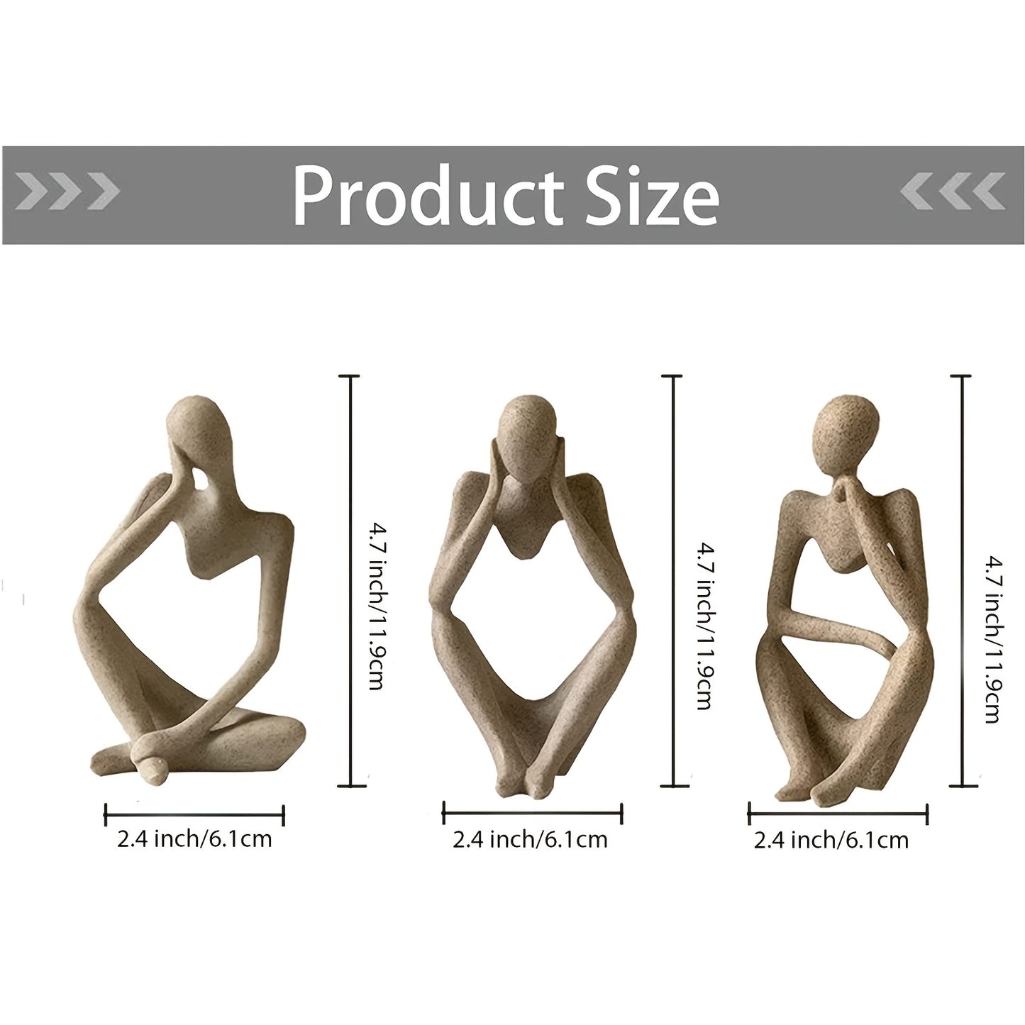 Sculptures Penseur Abstrait Moderne 3 Pièces - Résine Décoration Bureau