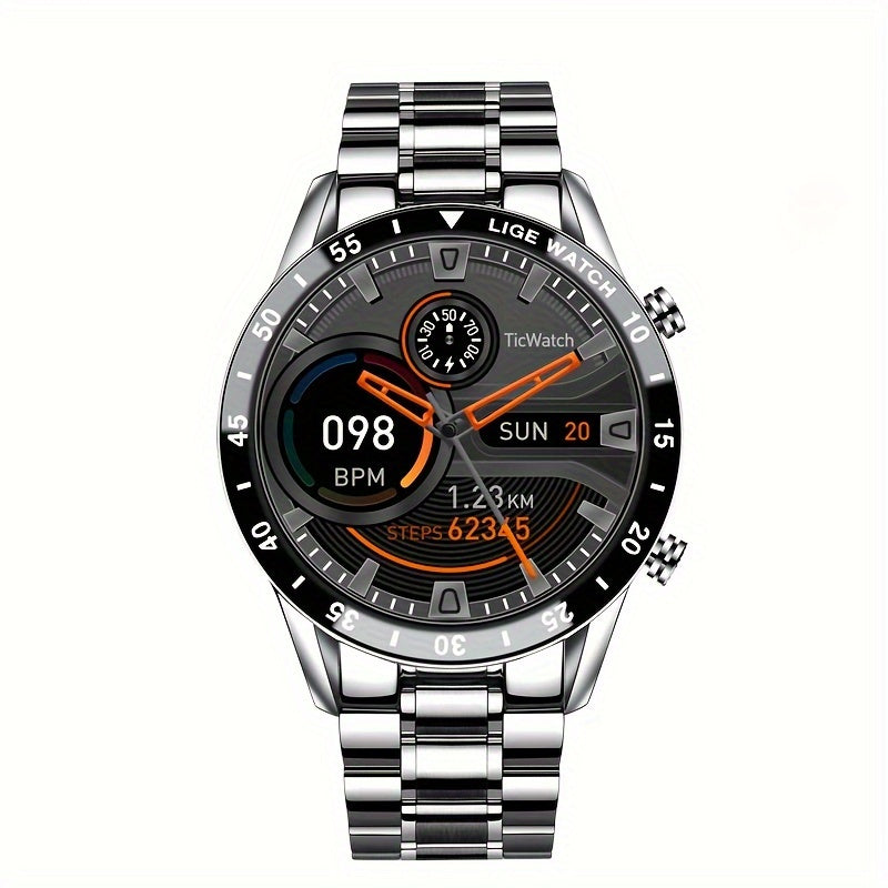 Montre Connectée Homme LIGE 2023 - Écran Tactile Bracelet Acier Appels Sport Fitness