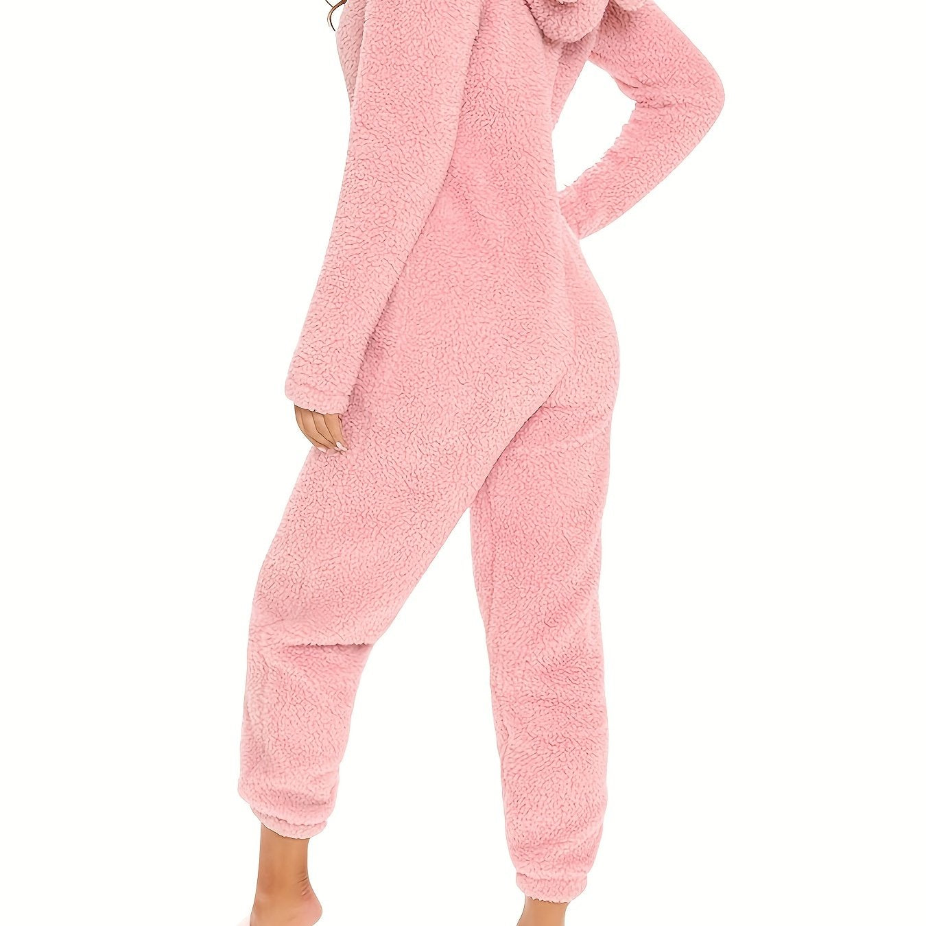 Combinaison Pyjama Peluche Capuche Femme - Fermeture Éclair Manches Longues Festival