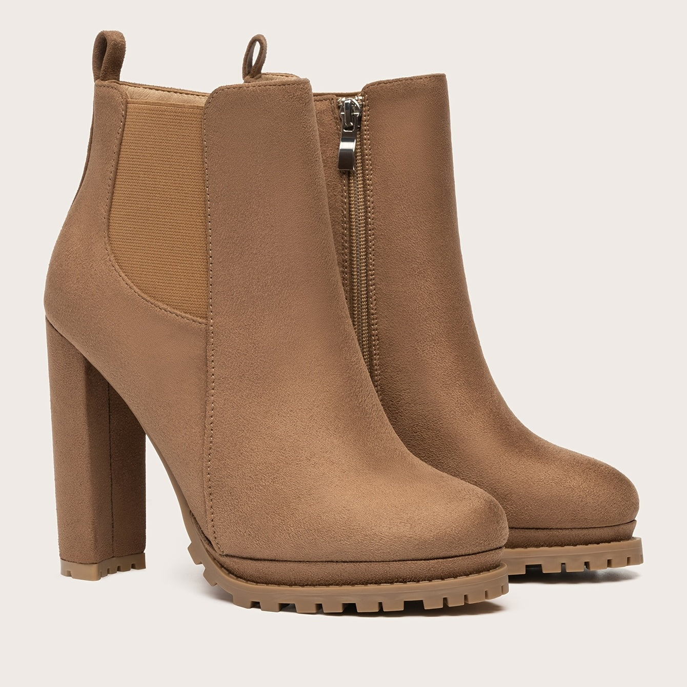 Bottines Bout Rond Fermeture Éclair - Talon Bloc Plateforme Hiver Femme