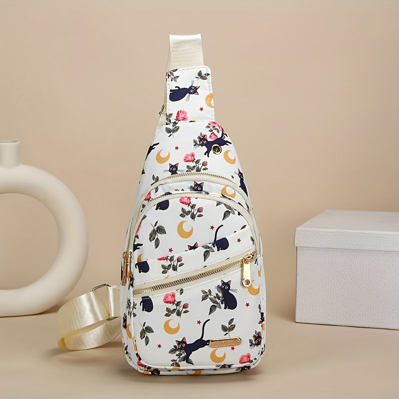 Sac Poitrine Femme Grande Capacité - Bandoulière Brodé Nylon Pliable