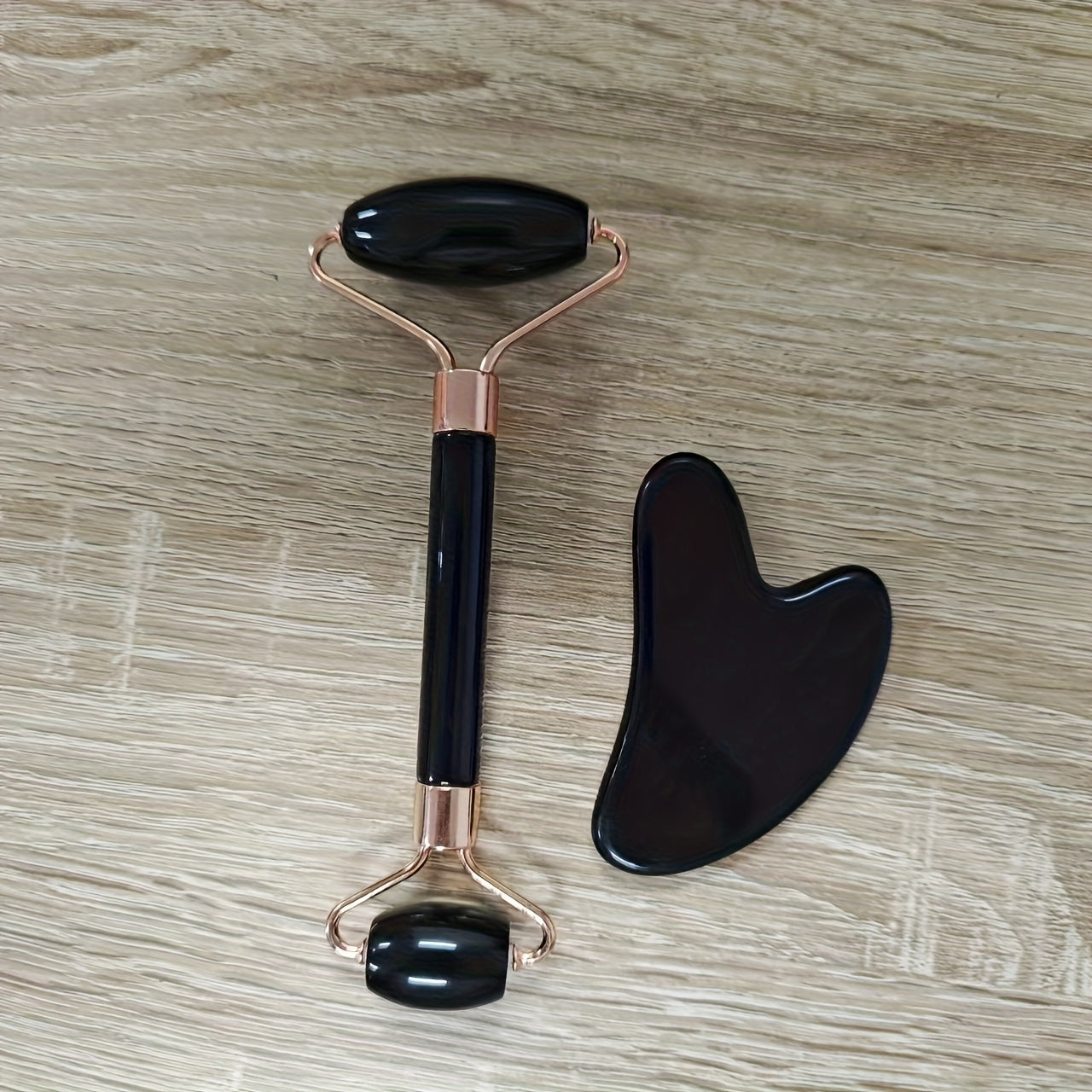 Rouleau Massage Visage Jade Rose - Roller Beauté Yeux Anti-Âge