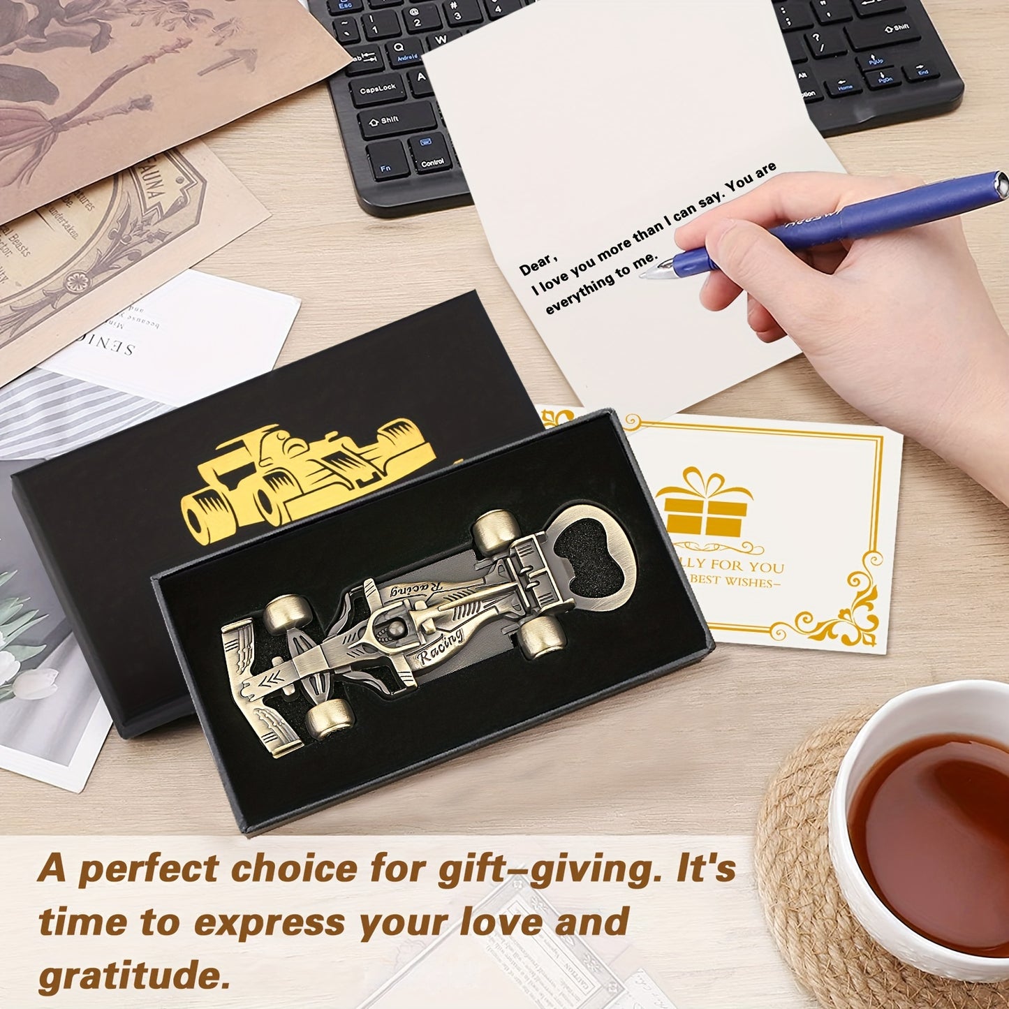 Décapsuleur Voiture de Course Cadeau Homme - Ouvre-Bouteille Racing avec Boîte Cadeau