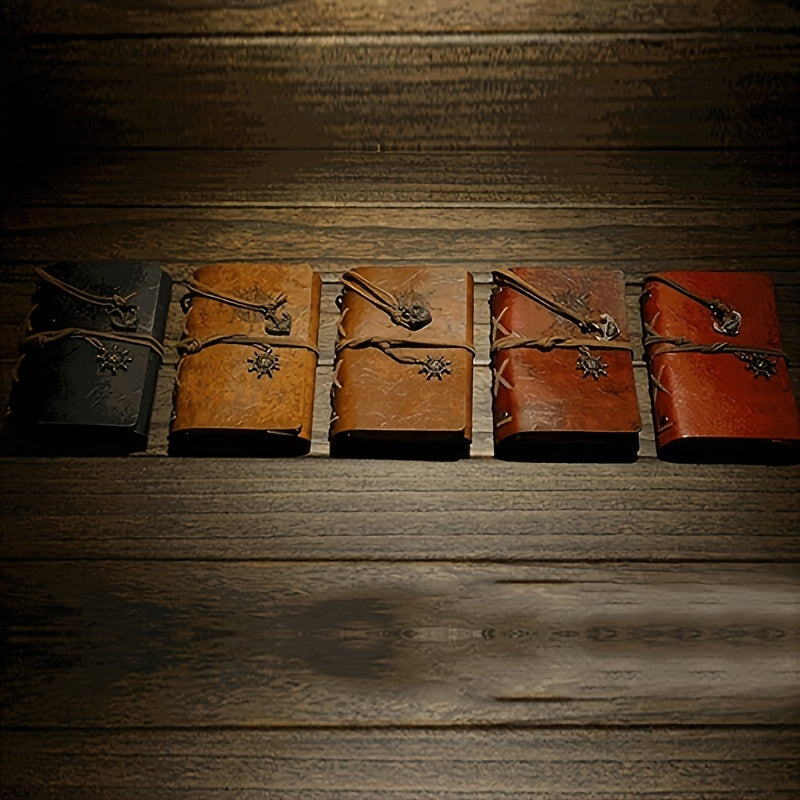 Journal Vintage Thème Pirate - Reliure Spirale Cuir Synthétique avec Boussole