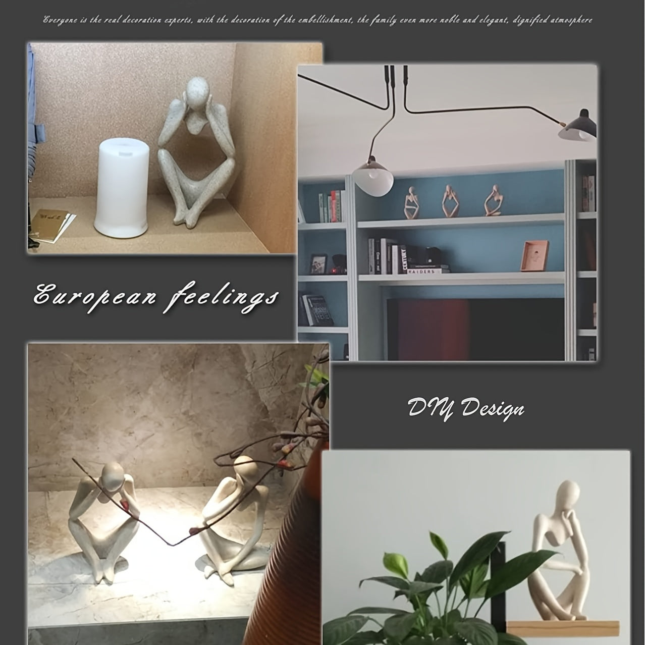 Sculptures Penseur Abstrait Moderne 3 Pièces - Résine Décoration Bureau