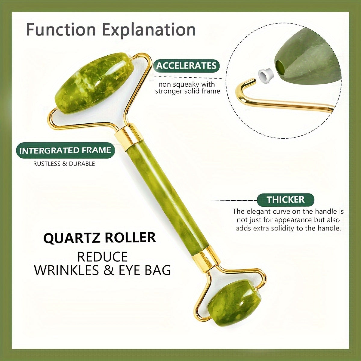 Rouleau Massage Visage Jade Rose - Roller Beauté Yeux Anti-Âge