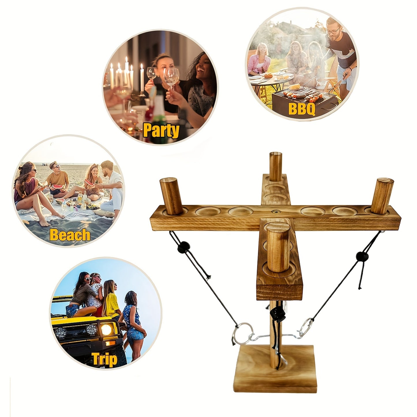 Jeu Lancer Anneaux Bois Adultes - Jeu Société Crochet Échelle Multijoueur